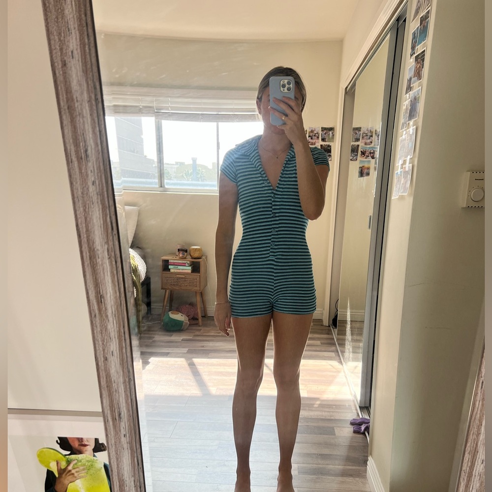 Frankie’s bikinis Rose Terry Romper size small